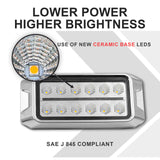 AgriEyes W38S 2 in 1 Amber/White LED Strobe Lights with Position Light, 12W Emergency Flashing Lights for Vehicles