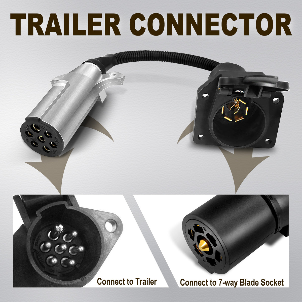 MICTUNING Heavy Duty 7 Pin To 5 Pin Trailer Adapter Plug Weatherproof - View #2