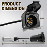 Agrieyes TM8030 7 Pin to 6 Pin Trailer Light Adapter, 7 Way to 6 Wire RV Blade Trailer Plug, Trailer Connector