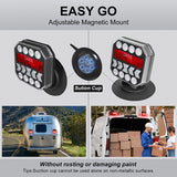 Agrieyes Wireless Trailer Lights Kit, Magnetic Mount, IP67 Waterproof, USB-C 2.5h Fast Charge, 9h Runtime, 12–24V LED Tow Lights w/ 7-Pin to 4-Pin Adapter