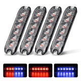 AgriEyes W04 4PCS Grill Strobe Lights, Waterproof LED flashing lights, 14 Modes Warning Lights