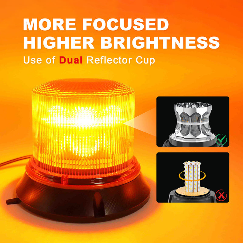 AgriEyes W225M Amber Beacon Light, 5.1'' 8 Modes Flashing LED Safety W