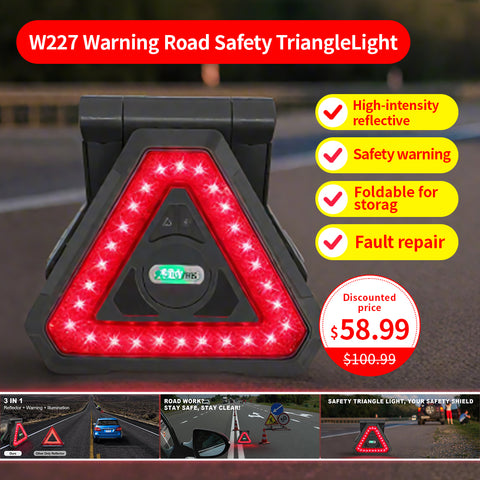 AgriEyes W227 Warning Road Safety Triangle Light, Rechargeable LED Emergency Warning Triangle for Trucks