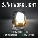 Agrieyes 3400LM LED Truck Work Light 2-in-1 Off-Road + Amber Strobe | IP67 Waterproof