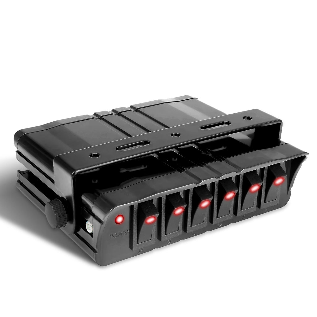 Audio Rocker Switch Box AgriEyes SCB-6P 6 Gang Rocker Switch Box SPST, 12V On/Off Rocker Toggl
