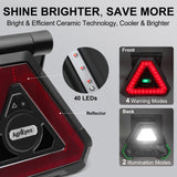 AgriEyes W227 Warning Road Safety Triangle Light, Rechargeable LED Emergency Warning Triangle for Trucks