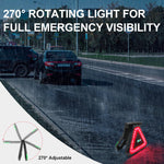 AgriEyes W227 Warning Road Safety Triangle Light, Rechargeable LED Emergency Warning Triangle for Trucks