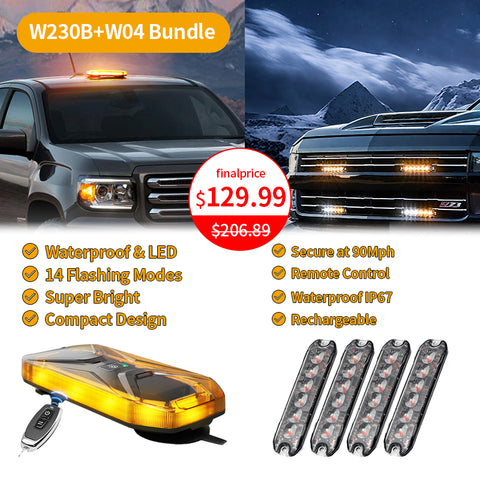 AgriEyes W230B App Control Wireless Magnetic Strobe Light Bar for Trucks