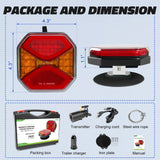 AgriEyes T326 Wireless Magnetic Trailer Light Kit, Rechargeable LED Tow Light with Warning Mode