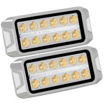 AgriEyes W38S 2 in 1 Amber/White LED Strobe Lights with Position Light, 12W Emergency Flashing Lights for Vehicles