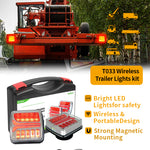 Agrieyes Wireless Trailer Lights Kit, Magnetic Mount, IP67 Waterproof, USB-C 2.5h Fast Charge, 9h Runtime, 12–24V LED Tow Lights w/ 7-Pin to 4-Pin Adapter