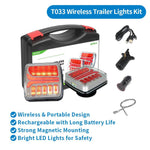 Agrieyes Wireless Trailer Lights Kit, Magnetic Mount, IP67 Waterproof, USB-C 2.5h Fast Charge, 9h Runtime, 12–24V LED Tow Lights w/ 7-Pin to 4-Pin Adapter