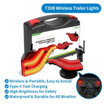 Agrieyes Wireless Trailer Lights Kit, Magnetic Mount, IP67 Waterproof, USB-C 2.5h Fast Charge, 9h Runtime, 12–24V LED Tow Lights w/ 7-Pin to 4-Pin Adapter