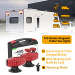 Agrieyes Wireless Trailer Lights Kit, Magnetic Mount, IP67 Waterproof, USB-C 2.5h Fast Charge, 9h Runtime, 12–24V LED Tow Lights w/ 7-Pin to 4-Pin Adapter