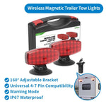 Agrieyes Wireless Trailer Lights Kit, Magnetic Mount, IP67 Waterproof, USB-C 2.5h Fast Charge, 9h Runtime, 12–24V LED Tow Lights w/ 7-Pin to 4-Pin Adapter
