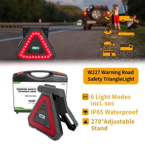 BOGO Deal！AgriEyes W227 Rechargeable LED Emergency Road Safety Triangle Light